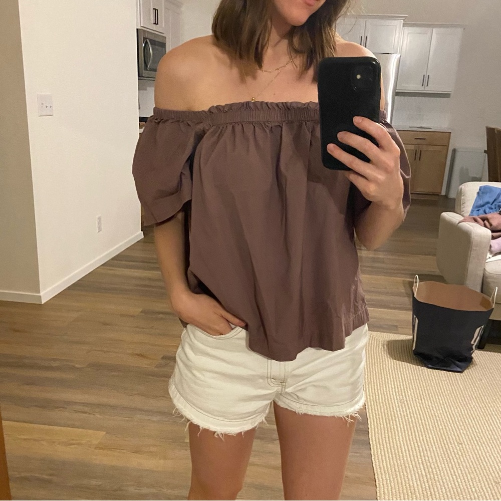 Gap Flutter Sleeve Top / Open Neck In Deep Purple - image 1